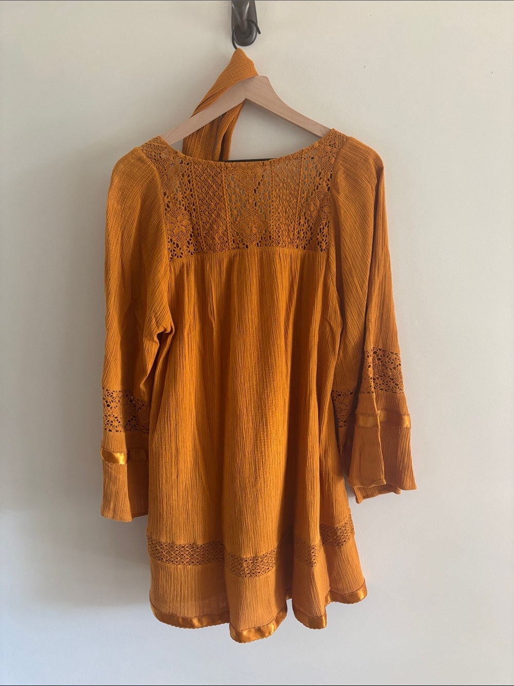 NWT Spell • Mustard Crochet-Trim 100% organic cotton dress - Picture 4 of 6